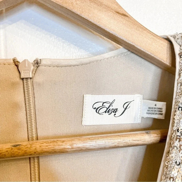 Eliza J gold sequin diamond panel dress NWT size 4 - Picture 4 of 13